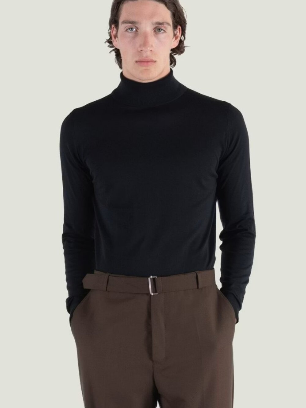 John Smedley Black Sea Island Cotton Turtleneck